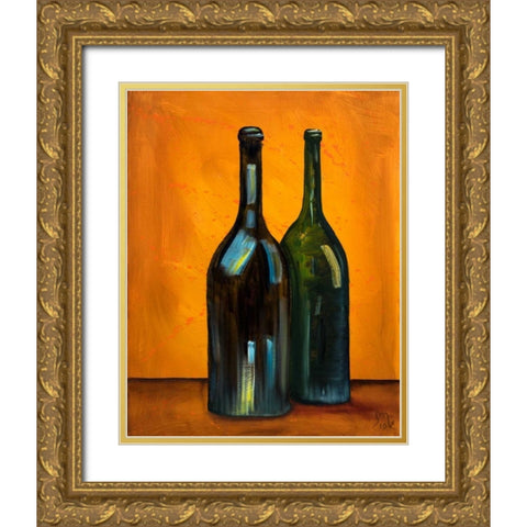 Two Bottles Gold Ornate Wood Framed Art Print with Double Matting by Monahan, Jodi
