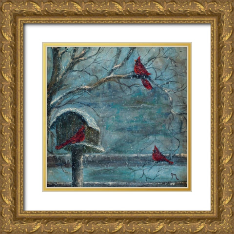 Three Reds Gold Ornate Wood Framed Art Print with Double Matting by Monahan, Jodi