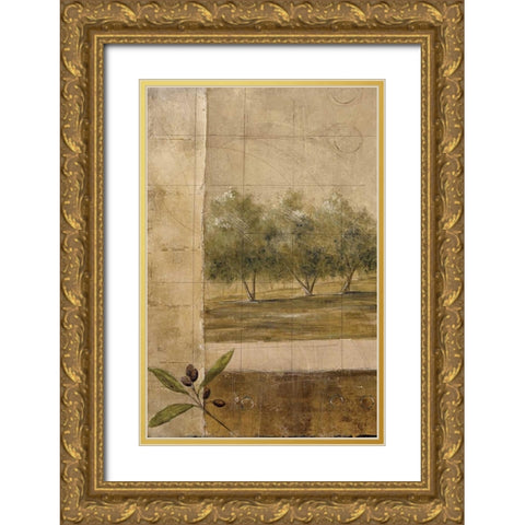 Olive Groves I Gold Ornate Wood Framed Art Print with Double Matting by Martin, Cheryl