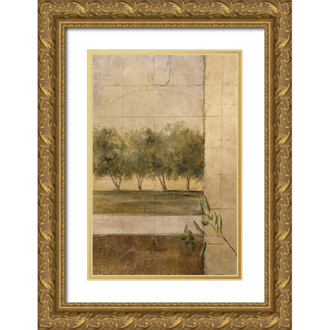 Olive Groves II Gold Ornate Wood Framed Art Print with Double Matting by Martin, Cheryl
