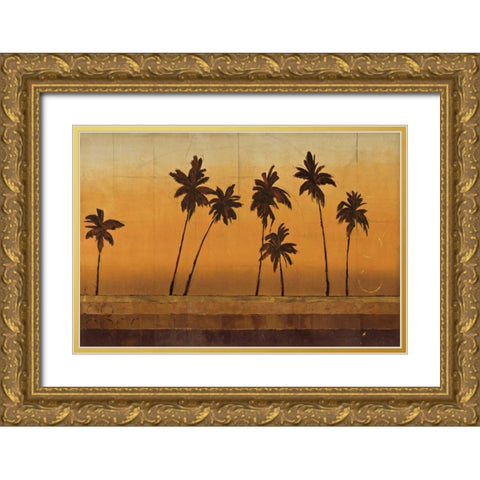 Sunset Palms I Gold Ornate Wood Framed Art Print with Double Matting by Martin, Cheryl
