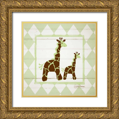 Giraffes Gold Ornate Wood Framed Art Print with Double Matting by Murray, Sylvia