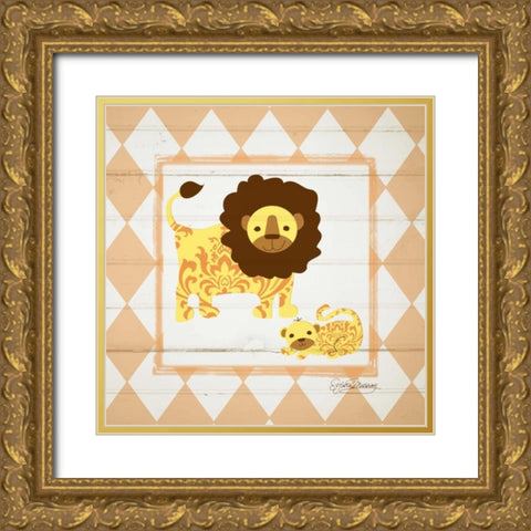 Lions Gold Ornate Wood Framed Art Print with Double Matting by Murray, Sylvia