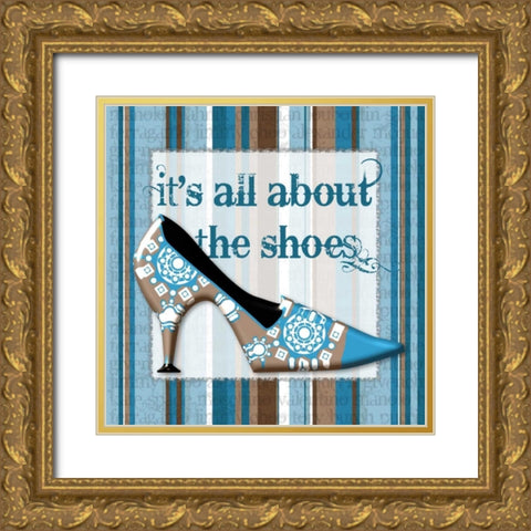 Girly Shoe I Gold Ornate Wood Framed Art Print with Double Matting by Murray, Sylvia