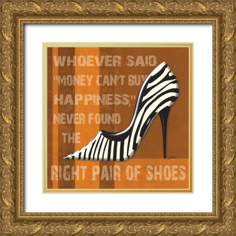 Zebra Shoe Gold Ornate Wood Framed Art Print with Double Matting by Murray, Sylvia
