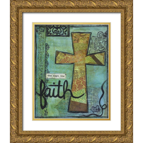 She Kept The Faith Gold Ornate Wood Framed Art Print with Double Matting by Martin, Monica