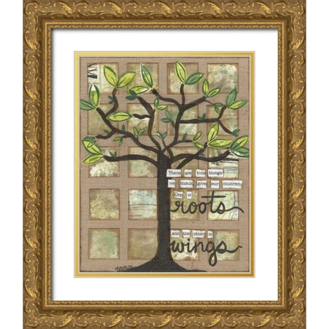 Roots And Wings Gold Ornate Wood Framed Art Print with Double Matting by Martin, Monica