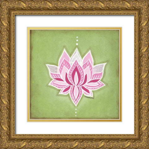Lotus Flower Gold Ornate Wood Framed Art Print with Double Matting by Martin, Monica