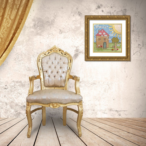 Family Home Love Gold Ornate Wood Framed Art Print with Double Matting by Martin, Monica