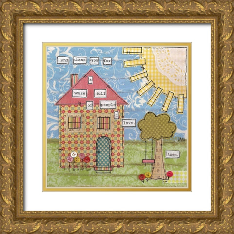 Family Home Love Gold Ornate Wood Framed Art Print with Double Matting by Martin, Monica