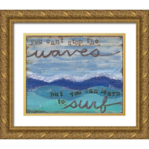 Waves Surf Gold Ornate Wood Framed Art Print with Double Matting by Martin, Monica