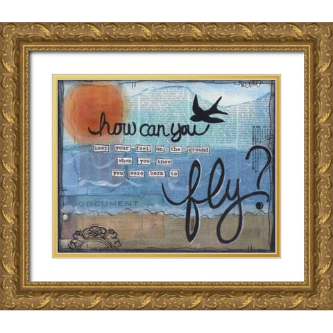 Born To Fly Gold Ornate Wood Framed Art Print with Double Matting by Martin, Monica