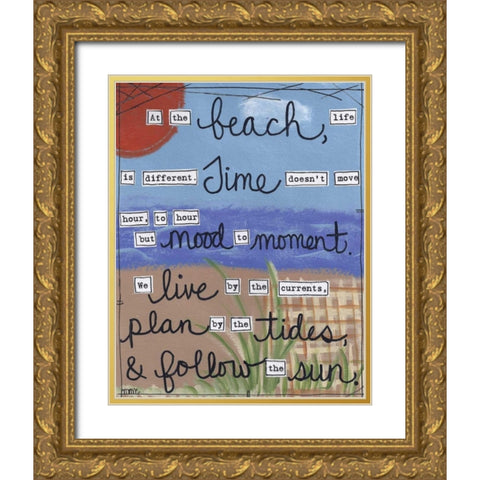 At The Beach Gold Ornate Wood Framed Art Print with Double Matting by Martin, Monica