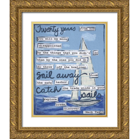 Sailing Gold Ornate Wood Framed Art Print with Double Matting by Martin, Monica