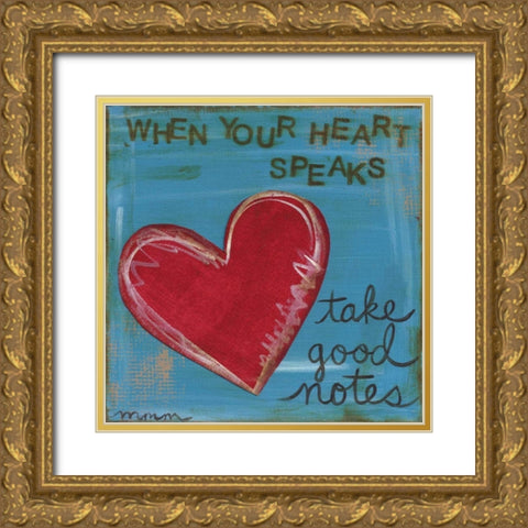 Heart Speaks Gold Ornate Wood Framed Art Print with Double Matting by Martin, Monica