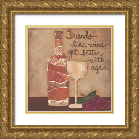 Friends And Wine Gold Ornate Wood Framed Art Print with Double Matting by Martin, Monica