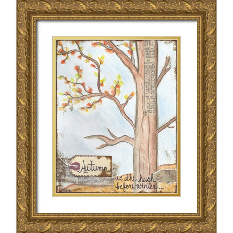 Autumn Gold Ornate Wood Framed Art Print with Double Matting by Martin, Monica