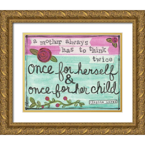 A Mother Gold Ornate Wood Framed Art Print with Double Matting by Martin, Monica
