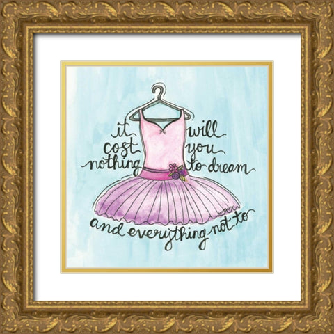 Ballerina Gold Ornate Wood Framed Art Print with Double Matting by Martin, Monica