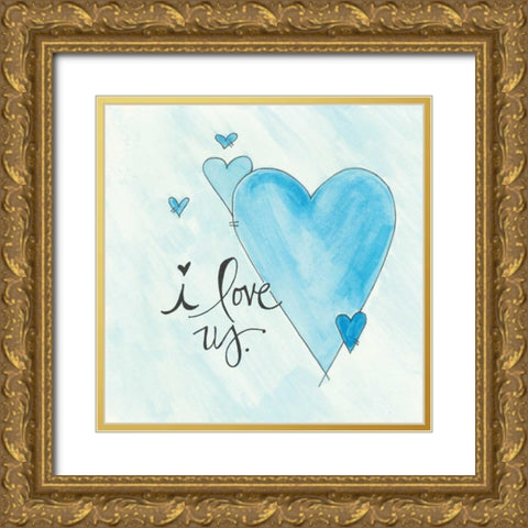 I Love Us Gold Ornate Wood Framed Art Print with Double Matting by Martin, Monica