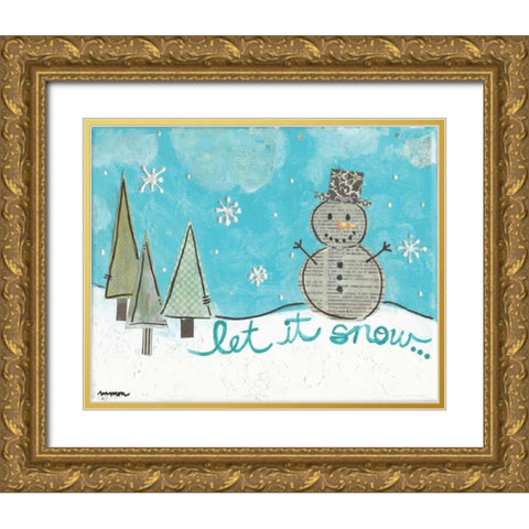 Let It Snow Gold Ornate Wood Framed Art Print with Double Matting by Martin, Monica