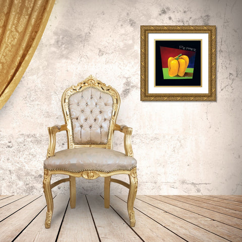 Yellow Pepper Gold Ornate Wood Framed Art Print with Double Matting by Naylor, Mary