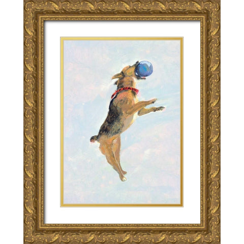 Playful Pups I Gold Ornate Wood Framed Art Print with Double Matting by Nicholas, Debbie
