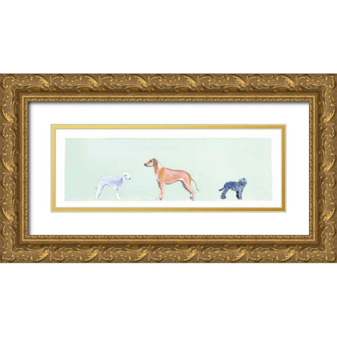 Dogs Panel I Gold Ornate Wood Framed Art Print with Double Matting by Nicholas, Debbie
