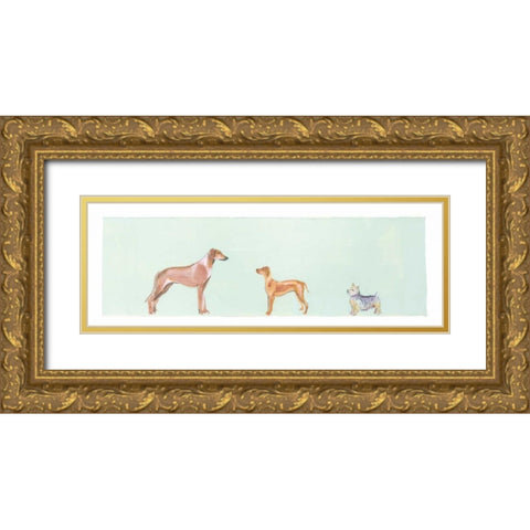 Dogs Panel II Gold Ornate Wood Framed Art Print with Double Matting by Nicholas, Debbie