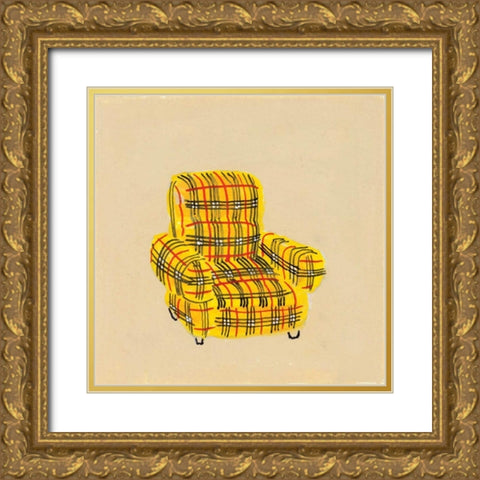 Plaid Gold Ornate Wood Framed Art Print with Double Matting by Nicholas, Debbie
