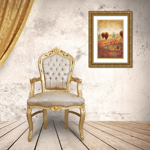 Quilted Landscape I Gold Ornate Wood Framed Art Print with Double Matting by Osborne, Susan