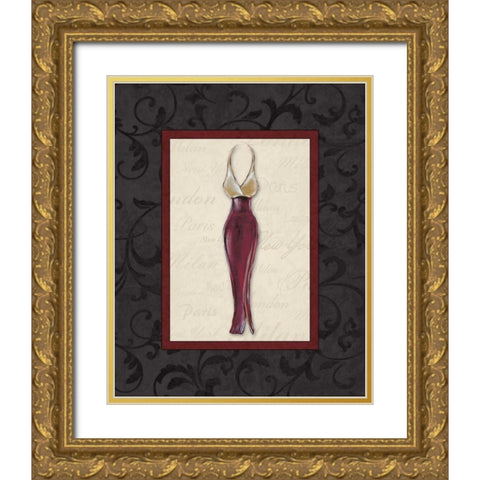 Fashion Dress II Gold Ornate Wood Framed Art Print with Double Matting by Osborne, Susan