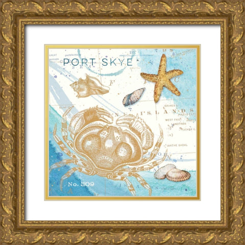 Harbor Island Crab Gold Ornate Wood Framed Art Print with Double Matting by Paton, Julie