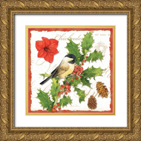 Holiday Birds I Gold Ornate Wood Framed Art Print with Double Matting by Paton, Julie