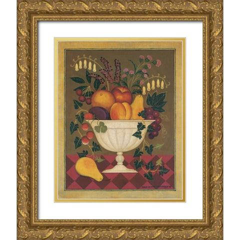Fruit and Flowers I Gold Ornate Wood Framed Art Print with Double Matting by Pedersen, Diane