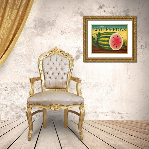 Watermelons Gold Ornate Wood Framed Art Print with Double Matting by Pedersen, Diane