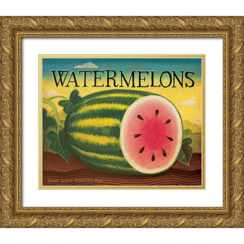Watermelons Gold Ornate Wood Framed Art Print with Double Matting by Pedersen, Diane