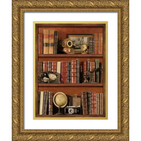 Librairie III Gold Ornate Wood Framed Art Print with Double Matting by Pela Design