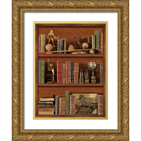 Librairie IV Gold Ornate Wood Framed Art Print with Double Matting by Pela Design