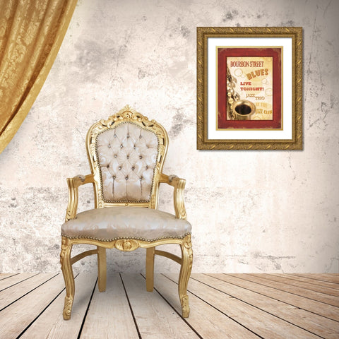 New Orleans Jazz III Gold Ornate Wood Framed Art Print with Double Matting by Pela Design