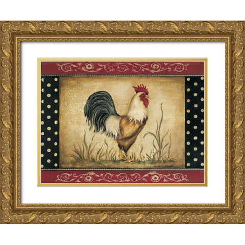 Cock-a-Doodle-Doo Gold Ornate Wood Framed Art Print with Double Matting by Poloson, Kimberly