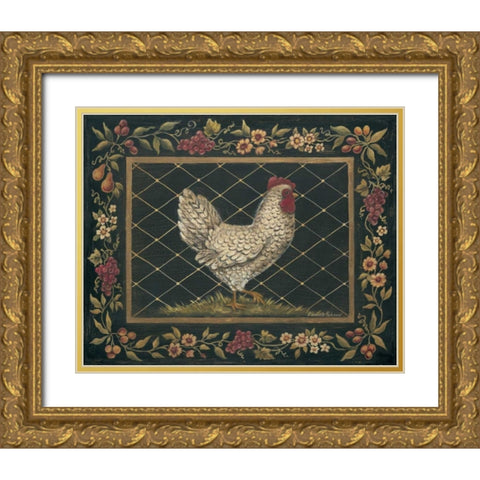 Old World Hen Gold Ornate Wood Framed Art Print with Double Matting by Poloson, Kimberly