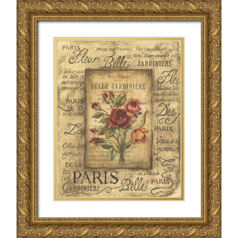 Bel Bouquet I Gold Ornate Wood Framed Art Print with Double Matting by Poloson, Kimberly
