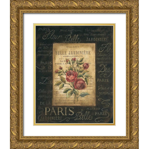 Bel Bouquet IV Gold Ornate Wood Framed Art Print with Double Matting by Poloson, Kimberly