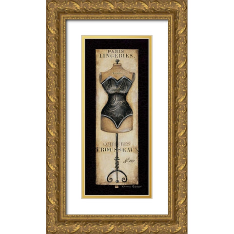 Paris Lingeries No. 287 Gold Ornate Wood Framed Art Print with Double Matting by Poloson, Kimberly