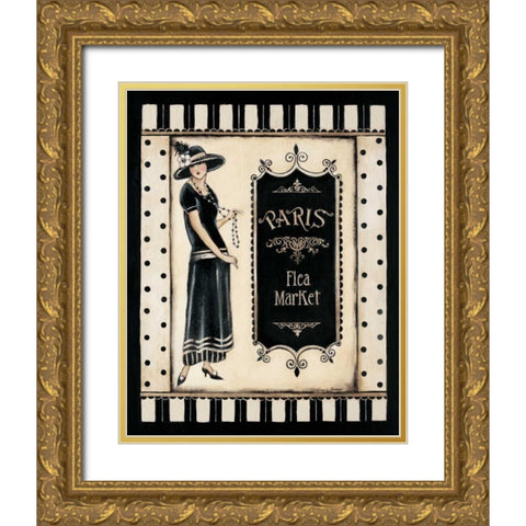 Paris Flea Market Gold Ornate Wood Framed Art Print with Double Matting by Poloson, Kimberly