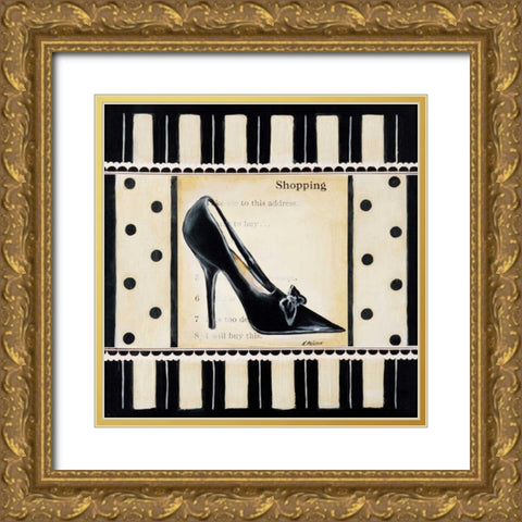 Shopping I Gold Ornate Wood Framed Art Print with Double Matting by Poloson, Kimberly