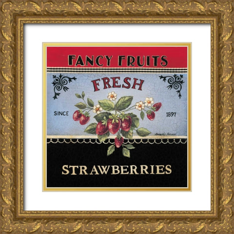 Fresh Strawberries Gold Ornate Wood Framed Art Print with Double Matting by Poloson, Kimberly