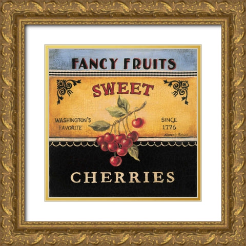 Sweet Cherries Gold Ornate Wood Framed Art Print with Double Matting by Poloson, Kimberly