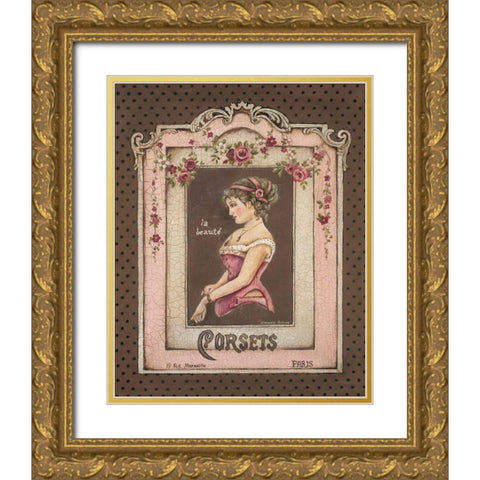 Corsets II Gold Ornate Wood Framed Art Print with Double Matting by Poloson, Kimberly